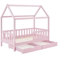 Juskys Kinderbett Marli 80 x 160 cm mit Bettkasten - Rosa