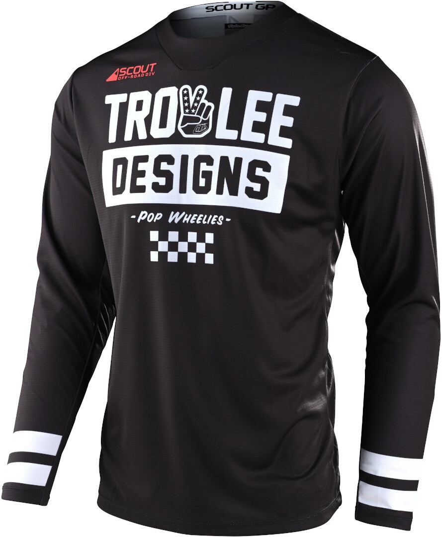 Troy Lee Designs Scout GP Peace & Wheelies Motocross Jersey, schwarz-weiss, Größe S