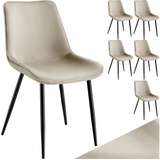 Tectake tectake® 6er Set Stuhl, gepolstert, in Samtoptik, schwarze Stahlbeine, 48 x 59 x 82,5 cm