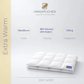 HANSKRUCHEN GmbH HANSKRUCHEN Daunendecke 155x220 cm Medium waschbar Allergiker Ganzjahresdecke atmungsaktiv Kassettendecke weiß - Weiß