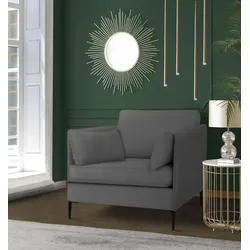 Sessel LEONIQUE "Light", grau, B:70cm H:83cm T:92cm, 100% Polyester, Sessel, inklusive loser Zierkissen, mit schmalen Armlehnen und Teleskopfüßen