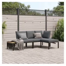 vidaXL 3-tlg. Garten-Sofagarnitur mit Kissen Schwarz Aluminium