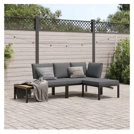vidaXL 3-tlg. Garten-Sofagarnitur mit Kissen Schwarz Aluminium