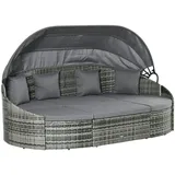 Outsunny Rattan Sonneninsel 4-teilige Liegeinsel mit Sonnendach SitzgruppeKissen