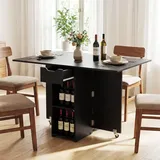 COSTWAY Esstisch klappbar, Küchentisch mit Rollen, Schublade und und 2 Ablagefläche, Klapptisch für 2-4 Personen, Esszimmertisch 120x72x75 cm Sc... - Schwarz