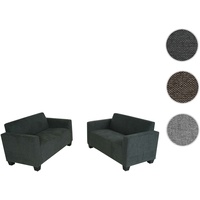 Mendler Sofa-Garnitur Couch-Garnitur 2x 2er Sofa Lyon Stoff/Textil