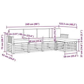 vidaXL Outdoor-Sofagarnitur 5-tlg. Weiß/Beige