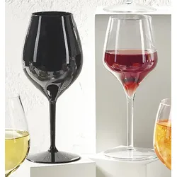 6 Mehrweg Wein Cocktail Gläser Spritz schwarz Tritan 510ml Wiederverwendbar Kunststoff unzerbrechlich Stilglas