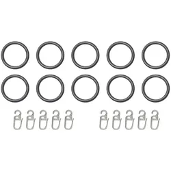 Gardinenring INDEKO, grau, Ø:2cm, Metall, Gardinenbefestigungen, für Vorhangstangen bis Ø 20 mm