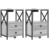 vidaXL Nachtschrank 2 pcs 40 x 31 x 60 cm Grau