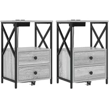 vidaXL Nachtschrank 2 pcs 40 x 31 x 60 cm Grau