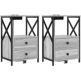 vidaXL Nachtschrank 2 pcs 40 x 31 x 60 cm Grau