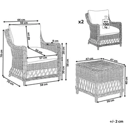Beliani Gartensessel Ribolla Baumwolle 66 x 78 x 70 cm Cremeweiß mit Hocker