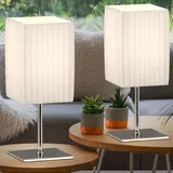 GLOBO 2er Set Tischlampen aus Chrom und Textil mit Schalter BAILEY