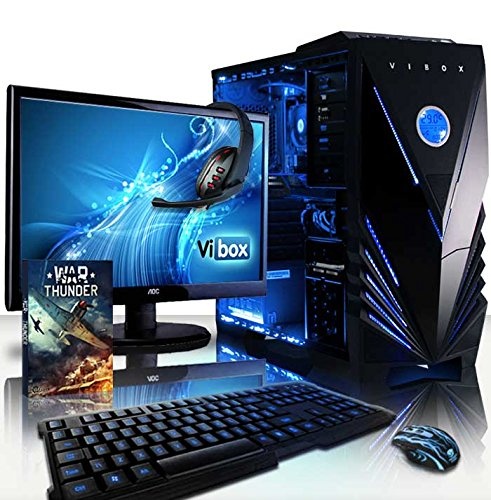 VIBOX Sharp Shooter Pack 7S Gaming Central Unit 21,5 Zoll (54,61 cm) Neon Blau (AMD Athlon 64 FX, 8 GB RAM, 1 TB, Nvidia GeForce GTX 750)