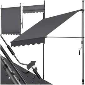 Tectake tectake® Klemmmarkise, mit Handkurbel, höhenverstellbar - 304 cm, einfache Montage