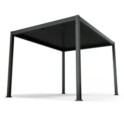 Blumfeldt LuminaHaven Pavillon 3x4 m verzinktes Lamellen-Stahldach schützt vor Sonne, Regen und Wind Schwarz