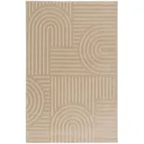 tesso living Kurzflor Teppich, Wohnzimmer, Boho Geometrisch Beige, - 160cm x 230cm - Moderner Superweicher Teppich