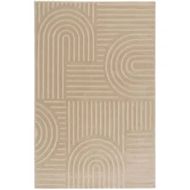 tesso living Kurzflor Teppich, Wohnzimmer, Boho Geometrisch Beige, - 160cm x 230cm - Moderner Superweicher Teppich