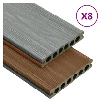 vidaXL WPC Terrassendielen mit Zubehör 16 m2 2,2 m braun/grau