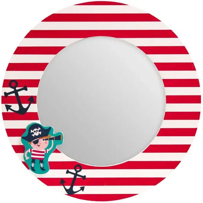 Premier Housewares Motiv-Piratenspiegel, heller, freundlicher Kinderzimmer-Spiegel, vielseitiger, farbiger, runder Piratenspiegel für das Badezimmer