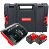 Einhell PXC Starter Kit 2x Power X-Change Plus Akku 18 V 5,2 Ah ( 2x 4511437 + Power X-Twincharger 3A Doppel Ladegerät ( 4512069 ) + Toolcase