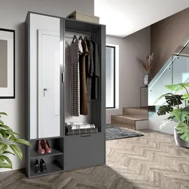 ax living Garderobenschrank Milanoir 100 x 189,4 x 33 cm Grau/Kiefer