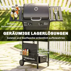 Outsunny Gasgrill 5 KW 2 Brenner schwarz