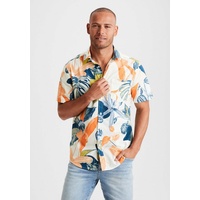 Beachtime Hawaiihemd, mit Kentkragen, Freizeithemd mit Blätterprint aus reiner Baumwolle, beige