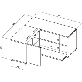 Symbiosis Angle TV-Schrank 90 Lowboard 90 x 90 x 45 cm Schwarz/Eiche