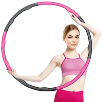 1,5kg Gewicht Hula Hoop Reifen Erwachsene Hullahub Reifen zum Abnehmen mit Wellendesign für fortgeschrittene 6 Teiliger und 100 cm Fitnessgerät für Zuhause Hoola Hoop Fitness (1,5kg Grau-Pink)