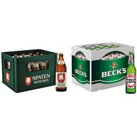 SPATEN Münchner Hell Flaschenbier, MEHRWEG im Kasten, Helles Bier aus München (20 x 0.5 l) & Beck's Pils Flaschenbier MEHRWEG (20 x 0,5 l)