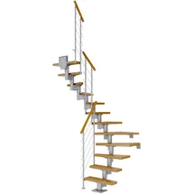 DOLLE Mittelholmtreppe Dublin 61 cm Eiche lackiert/Perlgrau/Edelstahl