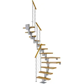 DOLLE Mittelholmtreppe Dublin 61 cm Eiche lackiert/Perlgrau/Edelstahl