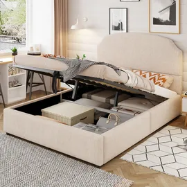 stilvora Polsterbett Beige, Textil, 140x200 cm, Schlafzimmer, Betten, Polsterbetten