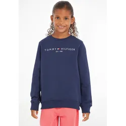 Sweatshirt TOMMY HILFIGER "ESSENTIAL SWEATSHIRT", Jungen, Gr. 4/104, blau (marine), Obermaterial: 100% Baumwolle, bedruckt, Basic schmal, Rundhals, Rippbündchen, Sweatshirts, Kinder Kids Junior MiniMe,für Jungen und Mädchen