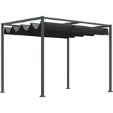 Outsunny Pergola ca. 3x2m Garten Pavillon Terrassendachung Metall Freistehender Gartenpavillon mit Verstellbares Dach, UV Schutz, Sonnenschutz für Terrasse und Garten, Schwarz+Grau
