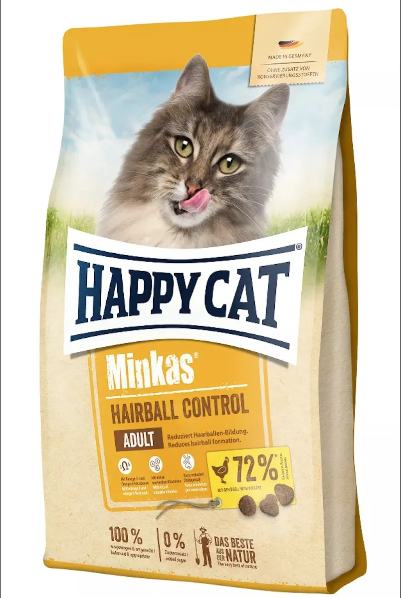 HAPPY CAT Minkas Hairball Control Geflügel Katzentrockenfutter 4 Kilogramm