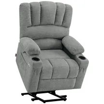 M MCombo Fernsehsessel mit Aufstehhilfe Elektrisch, Verbreiterte Rückenlehne Sessel mit Aufstehhilfe, Massage & Heizung, Relaxsessel mit Liegefunktion bis 145° USB 7102 (Stoff, Grau)