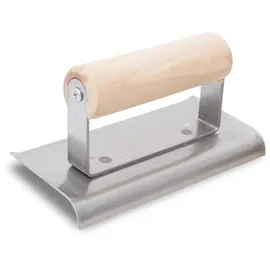Marshalltown Beton Stahlkantenkelle R 10mm, L 13mm, Gebogene Enden mit Holzgriff aus Edelstahl, Maß der Kelle: 152x76 mm