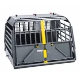 kleinmetall® Hundetransportbox VarioCage Doppelbox XXL, ca. B106/H71,5/T81-103 cm, Dunkelgrau, Gelb