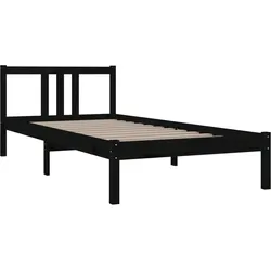 vidaXL Massivholzbett Schwarz 90x200 cm
