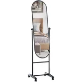 Standspiegel auf Rollen-modern Ganzkörperspiegel Ankleidespiegel neigbar-Schwarz