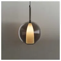 S.LUCE Pendelleuchte Belluna Glas Galerielampe 500cm Textilkabel Rauch Ø