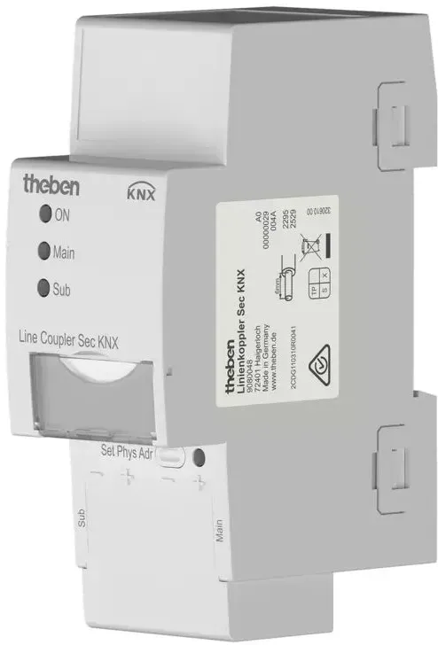 Theben 9080048 KNX Linienkoppler für die Verbindung von KNX Linien oder Bereichslinien, Data Secure, weiß