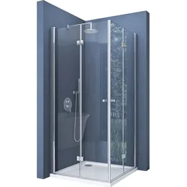 doporro Eck-Duschkabine Eckdusche 75x80x190cm Duschabtrennung ESG-Sicherheitsglas Klarglas inkl. beidseitiger Easy-Clean-Beschichtung Ravenna26 - Transparent