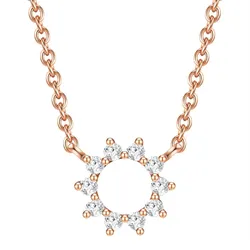 Glanzstücke München Halskette Blume/Kreis Sterling Silber Zirkonia in Rosegold Damen 