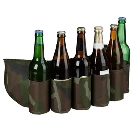Relaxdays 2 x Biergürtel für 6 Dosen & Flaschen Dunkelbraun,Schwarz