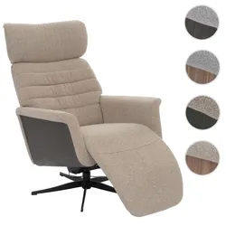 MCA Relaxsessel HWC-N56, Fernsehsessel Liegesessel Fußstütze drehbar Bouclé Stoff Holz ~ Stoff braun