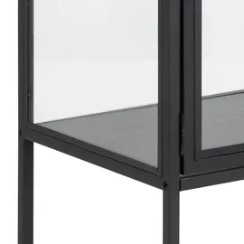 Actona Vitrine, schwarz Holzwerkstoff, 3 Fächer, 77x150x35 cm Wohnzimmer, Wohnwände, Vitrinenschränke